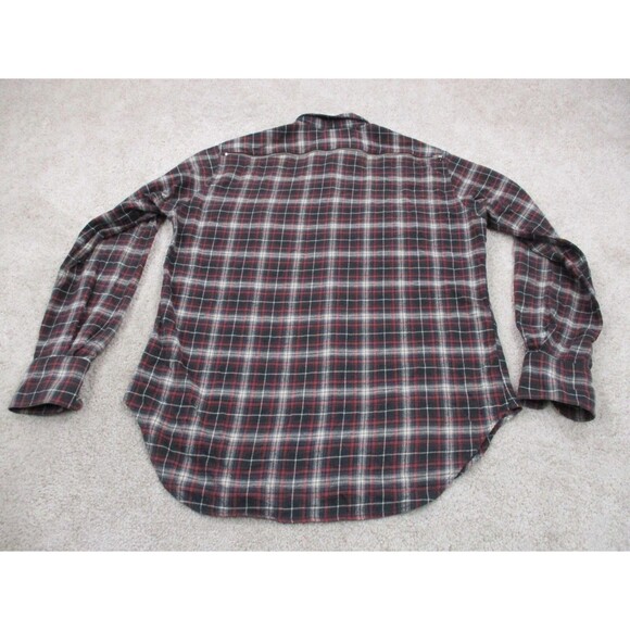 R13 Drop Neck Work Shirt Women Small S Gray Red Flannel Zip Back Button Up Italy - Picture 6 of 12